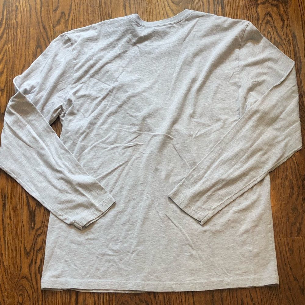 NY Yankees Grey Blue Long Sleeve Thumbs Down Crewneck Tee Shirt Size XL - Picture 2 of 8